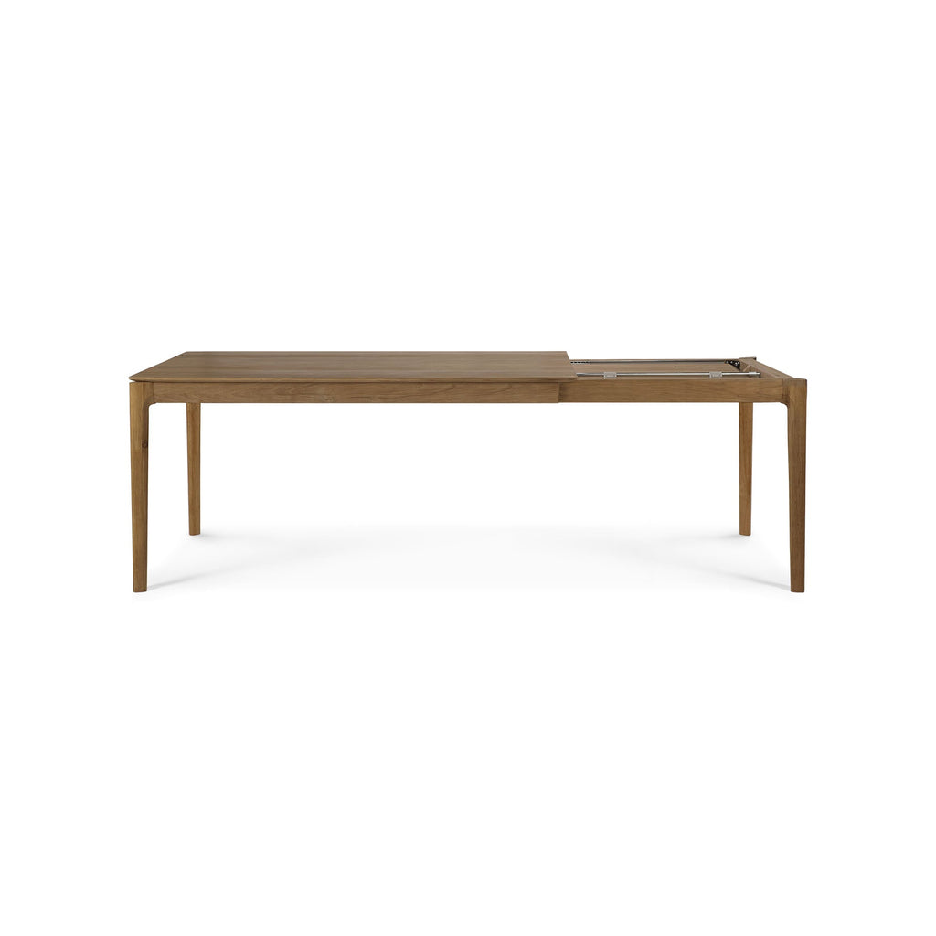 Natuurlijke teak uitschuifbare eettafel met verborgen verlengblad voor de eetkamer