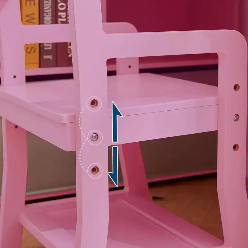 Kinderbureau, studie-bureauset met stoel voor jongens en meisjes, houten schrijftafel voor kinderen met boekenplank, prikbord, kastje en lade voor kinderen van 3-8 jaar