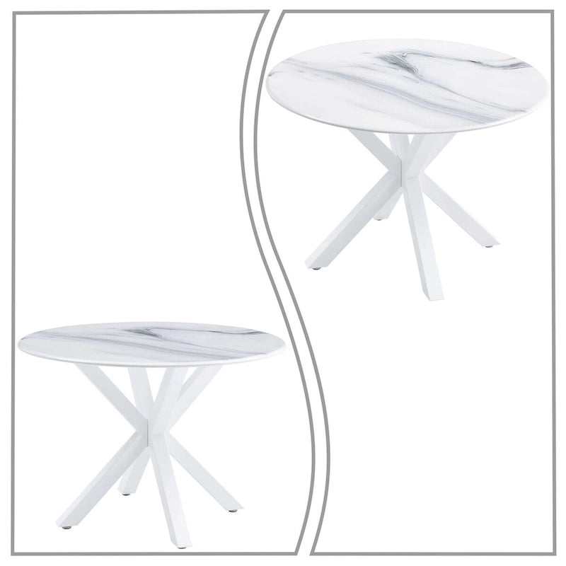 Modern minimalist ronde eettafel met MDF-blad en metalen poten