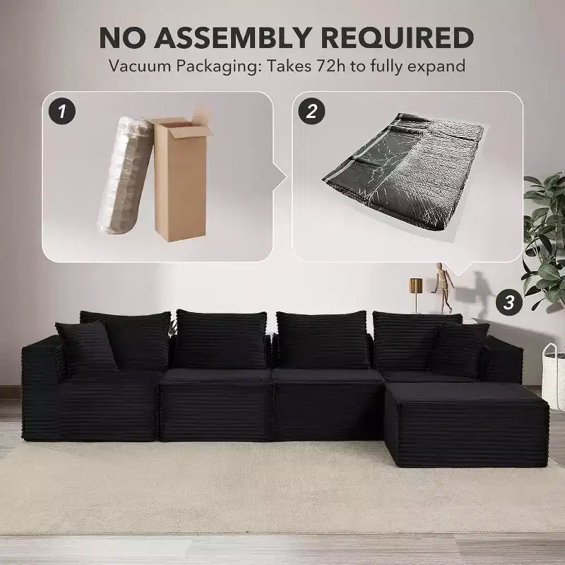 107/ 137 Modulaire Sectiebank Cloud Couch,Diepe Zitting Zonder Frame Bank,Ombouwbare Comfortabele Vloerbanken met Hockers en Memory Foam