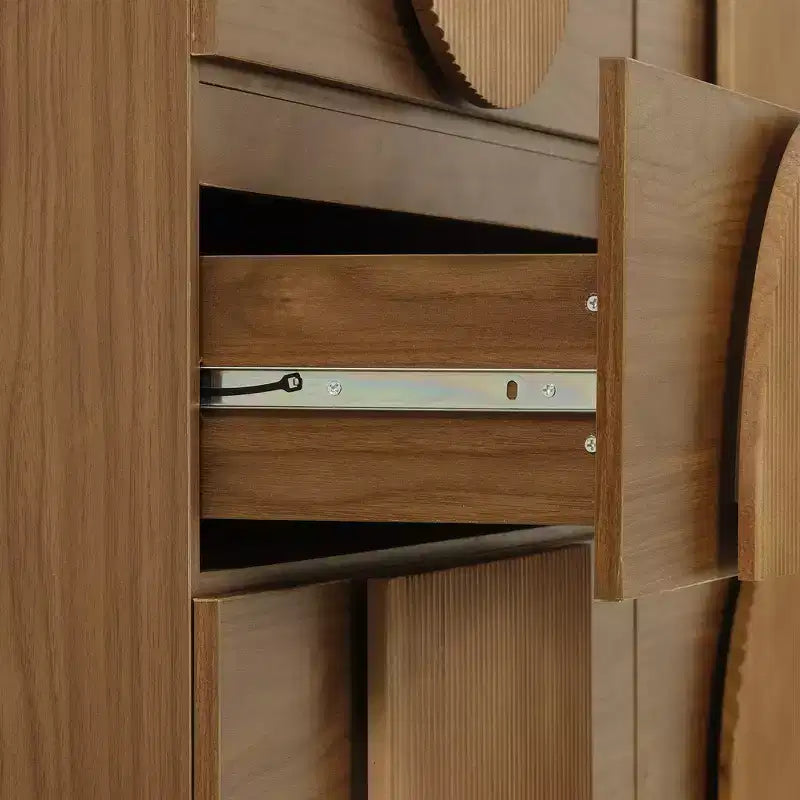 Moderne geometrische ladekast met 6 lades, brede opbergkast met halve cirkelaccenten voor slaapkamer en woonkamer