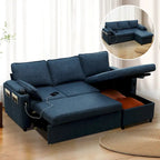 80 L-Shaped Sofa Couch Bed, Sofa Sleeper with Pull Out Bed, Reversible Sleeper Sofa Bed