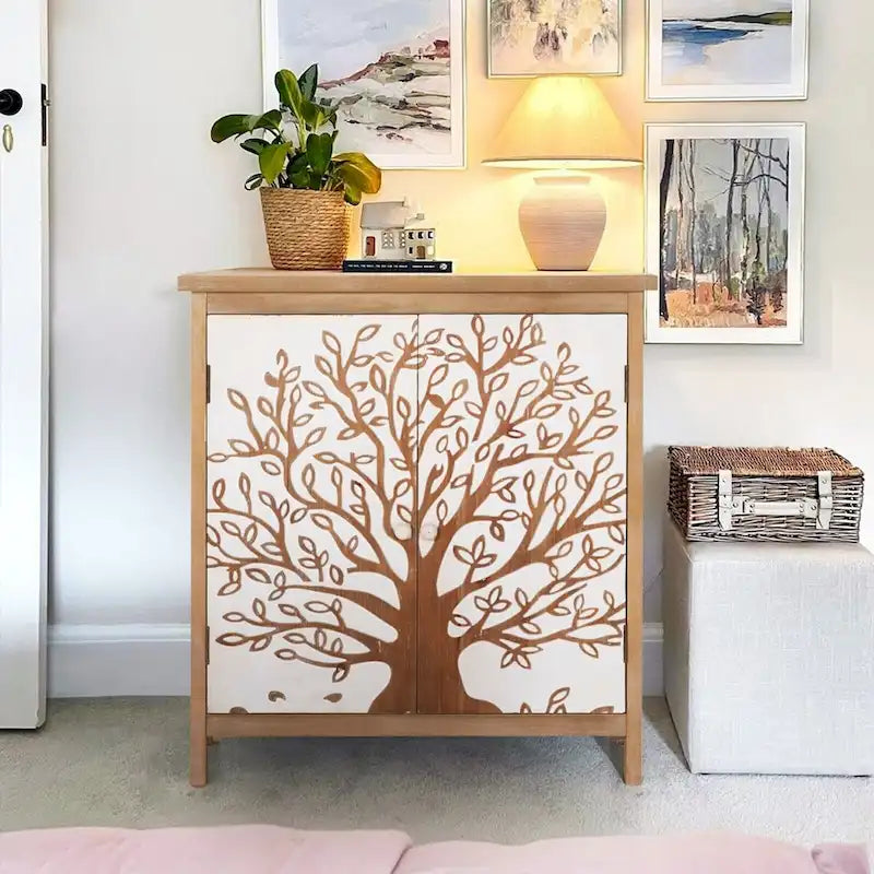 Houten opbergkast met 2 deuren
