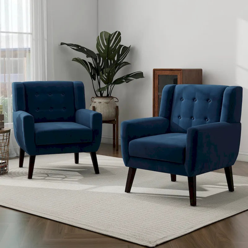 Set van 2 fluwelen accentstoelen voor in de woonkamer, gestoffeerde fauteuil