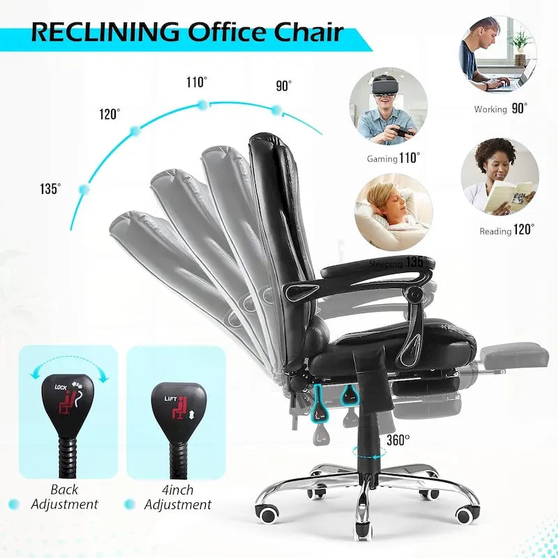 AECOJOY Heated Executive Office Chair w/ Massage &Adjustable Height