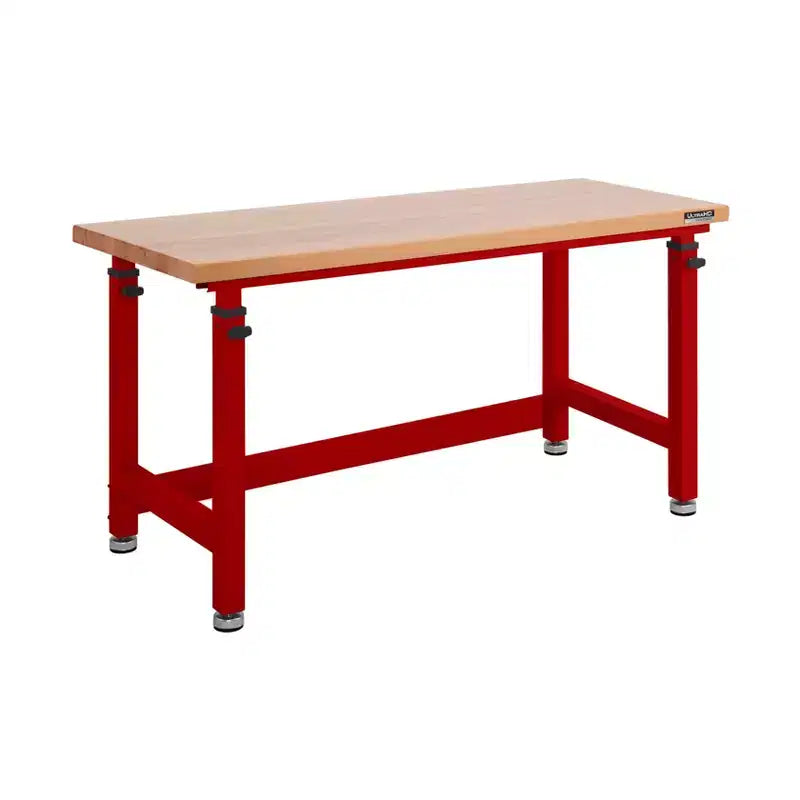 Heavy Duty 60 Adjustable Height Workbench Table with Wood Top