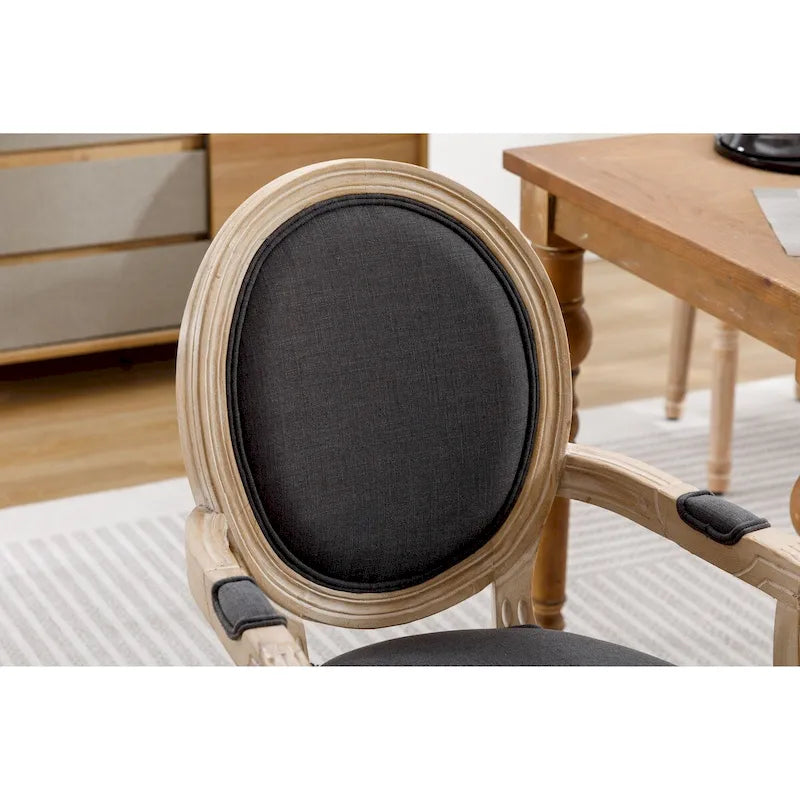 Set van 2 gestoffeerde eetkamerstoelen met armleuningen