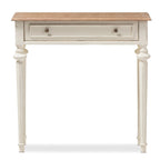 The Gray Barn Keene French Provincial Style Weathered Oak and White Wash Distressed Finish Wood Console Table
