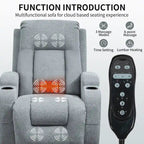 Power Lift Recliner Chair, Modern Single Motor Massage Sofa Chair with Lumbar Heating, USB Charging Port, Cup Holders