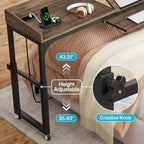 Height Adjustable Overbed Table with Wheels, Mobile Laptop Cart with Outlets & USB Ports