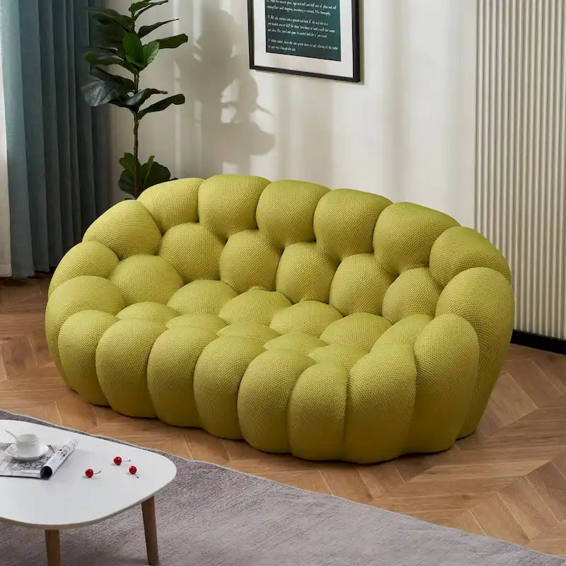 2-zits Bubble gebogen relaxbank, honingraatvorm met 3D-textielstof voor woonkamer, salon en appartement