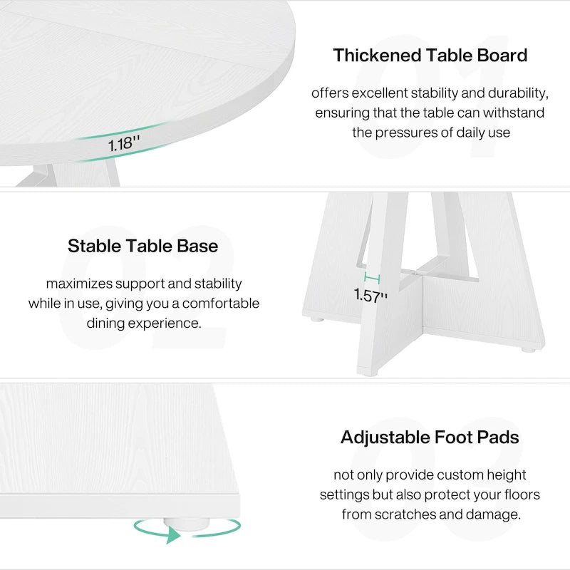 47 inch ronde eettafel voor 4 personen, houten keukentafel voor keuken, eetkamer en woonkamer - N.v.t.