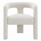 Side Dining Chair Set of 2, Textured Off White Boucle, Curved Back