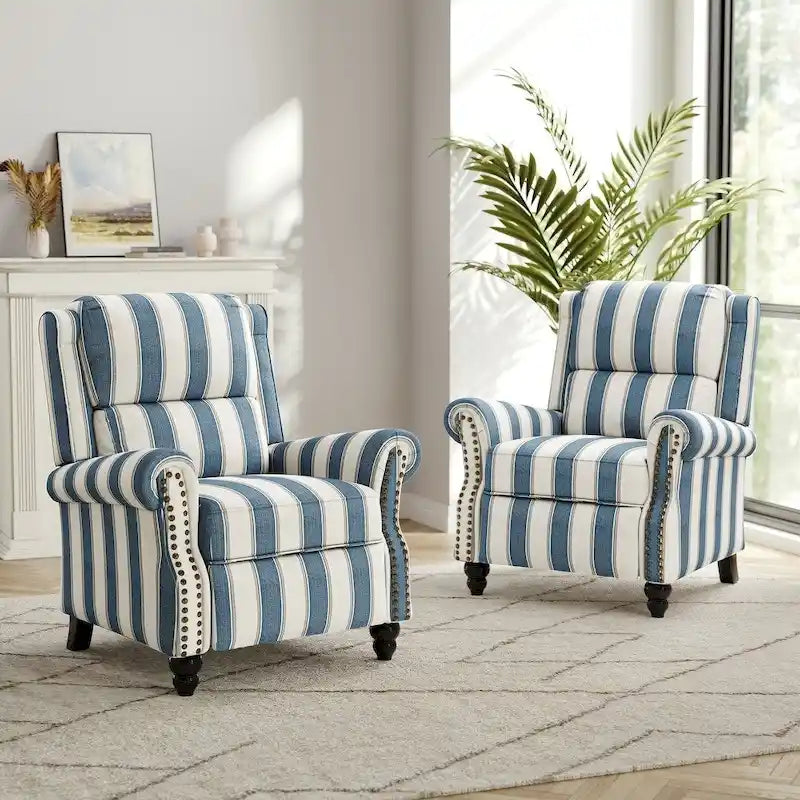 Set van 2 gewatteerde fauteuils met nagelkopbekleding en verstelbare rugleuning