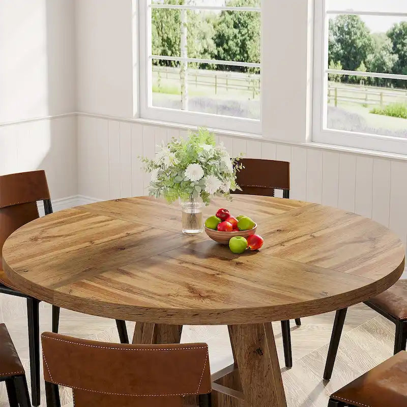 47 inch ronde eettafel voor 4 personen, houten keukentafel voor keuken, eetkamer en woonkamer - N.v.t.