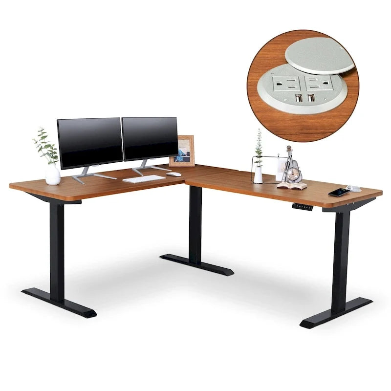 BRODAN Electric Standing Desk, Adjustable Height Office Desk, L Shape