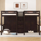 Double Twin Loft Beds with Wardrobes and Staircase