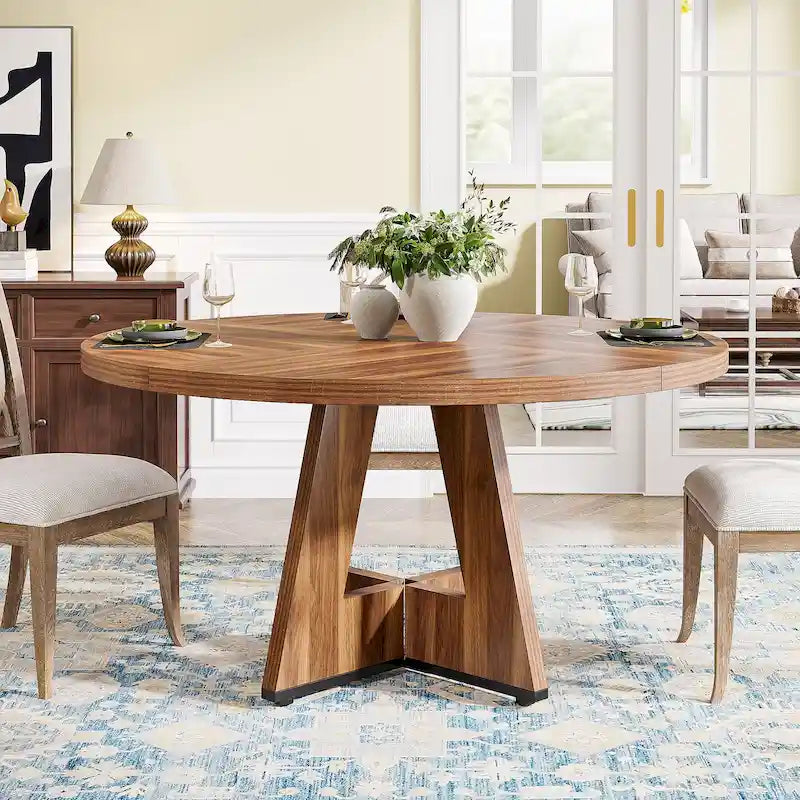 47 inch ronde eettafel voor 4 personen, houten keukentafel voor keuken, eetkamer en woonkamer - N.v.t.