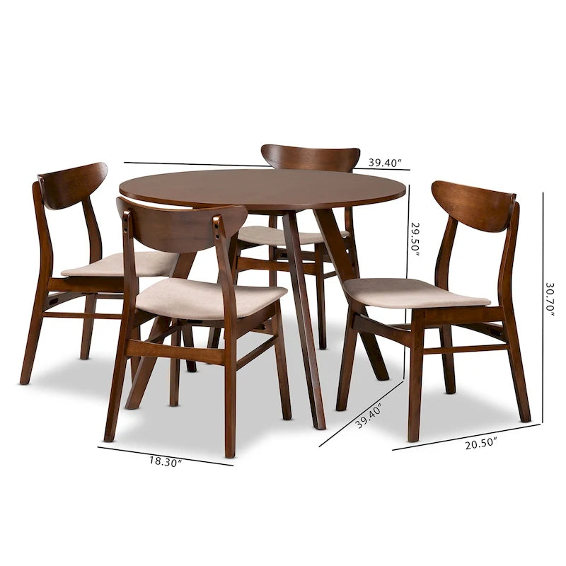 Philip Mid-Century Modern Transitional 5-delige eetkamerset