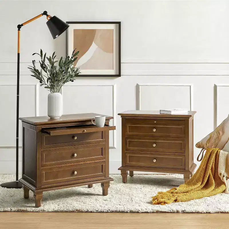 Giorgio 3 - Drawer end table with Built-In Outlets Set of 2|HULALA HOME