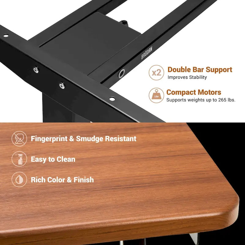 BRODAN Electric Standing Desk, Adjustable Height Office Desk, L Shape