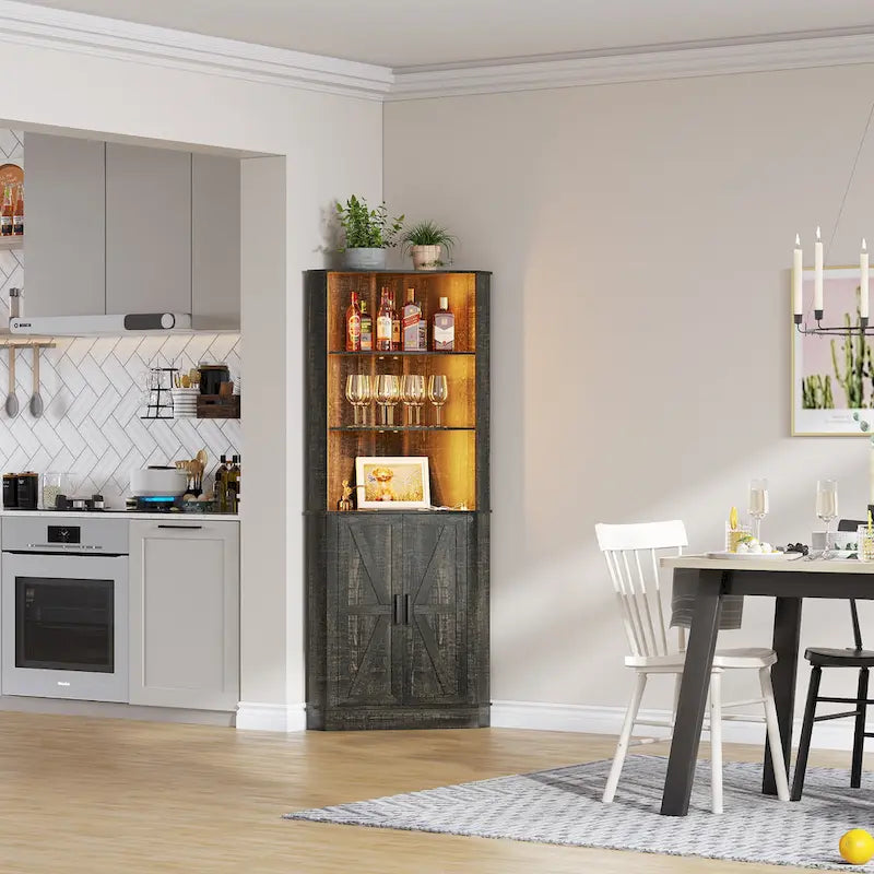 66 Tall Corner Cabinet With Led Light