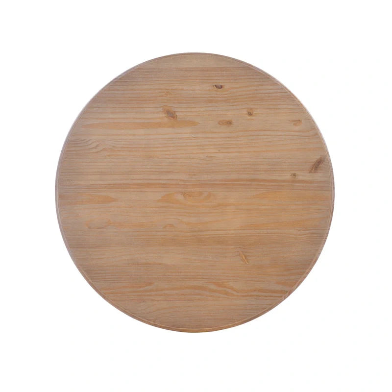 Ronde kolomtafel van massief hout