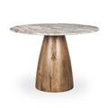 Allyson Round Medium Brown w/ Pink Marble Pedestal Dining Table - 42.0L x 42.0W x 30.0H