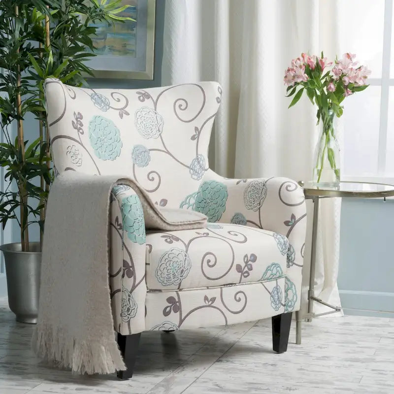 Modern Retro 30.25 Gestoffeerde Fauteuil met Hoge Rugleuning en Houten Poten voor de Woonkamer