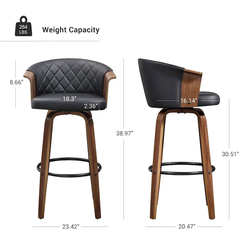Art Leon Mid-century modern draaibare barstoelen (set van 2)